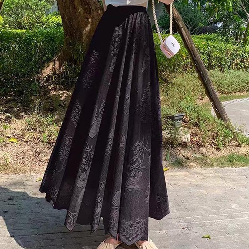 High-Rise Lace Maxi Skirt