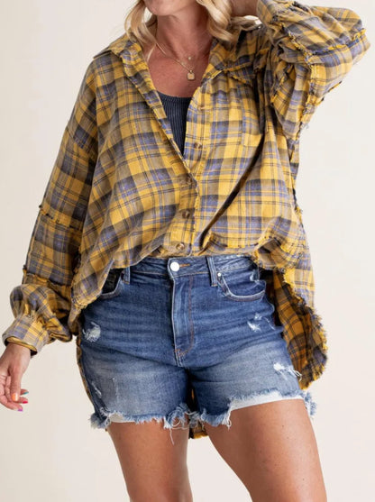 Plaid Oversized Button-Up Shirt