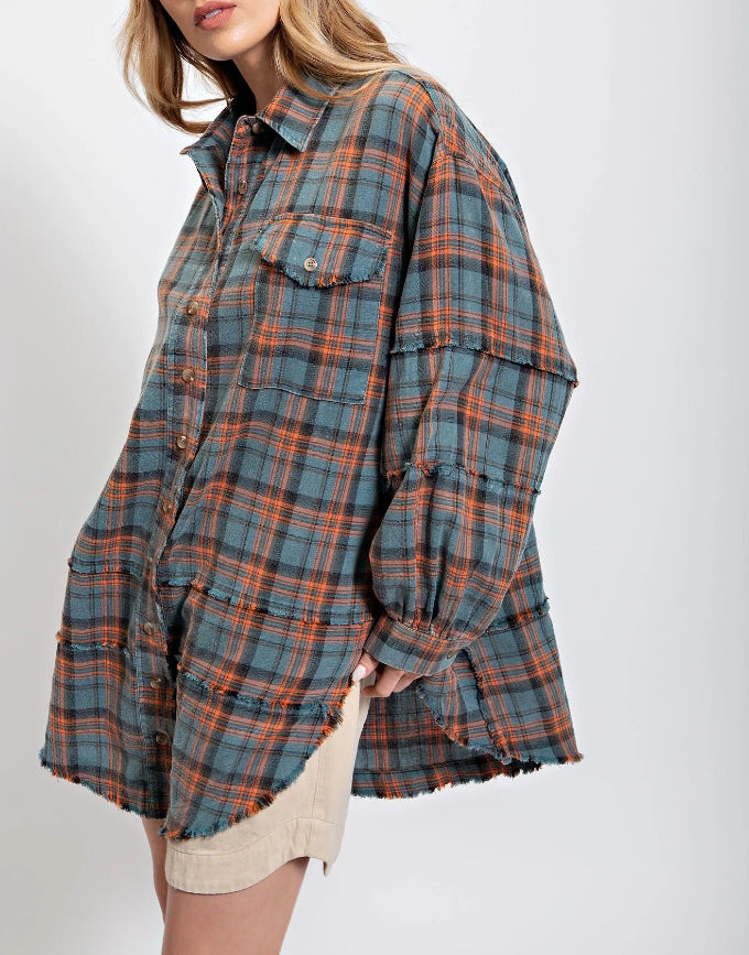 Plaid Oversized Button-Up Shirt