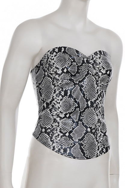 Strapless Snake Print Bustier Top