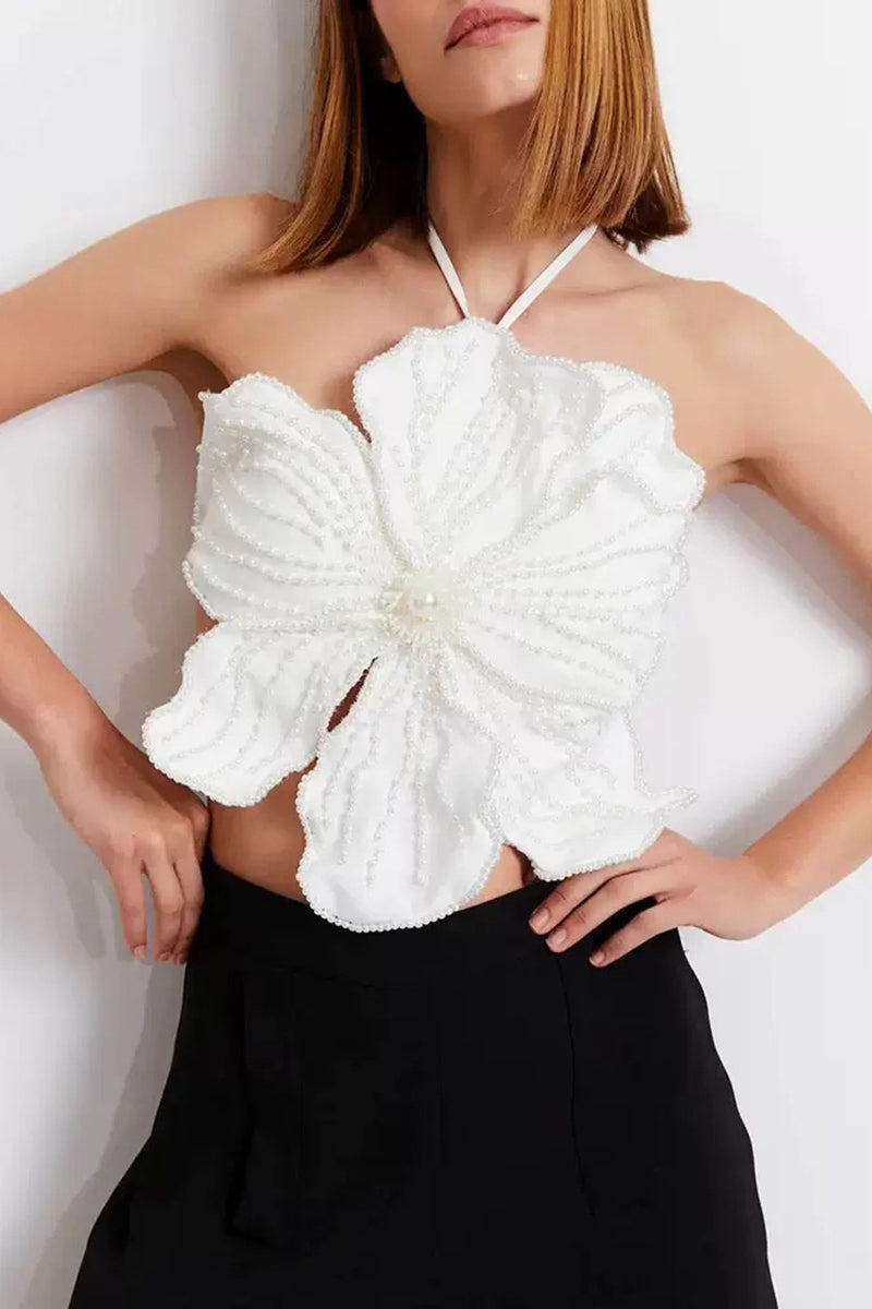 Floral Embellished Halter Top