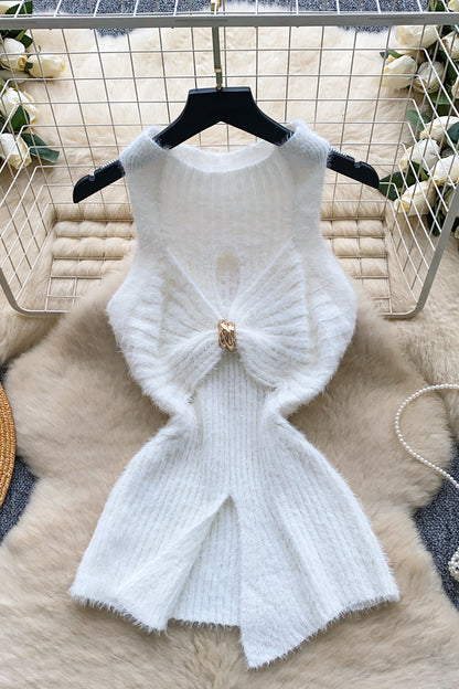 Knit Sleeveless Tank Top with Ruched Center