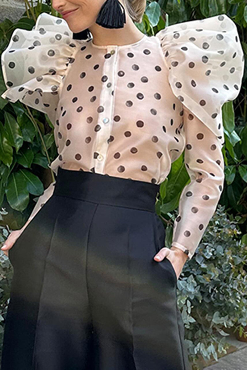 Puff Sleeve Polka Dot Blouse