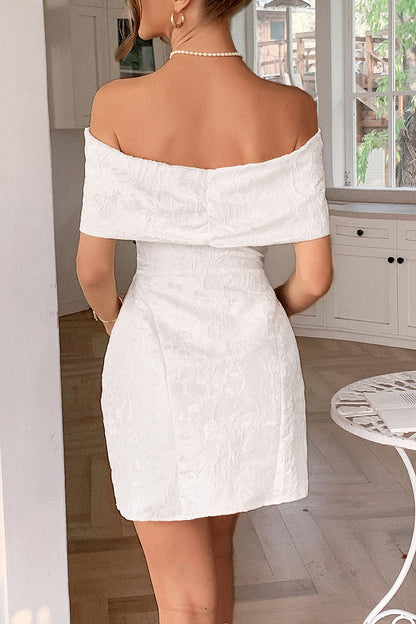 Off-Shoulder Mini Dress with Bow Accent
