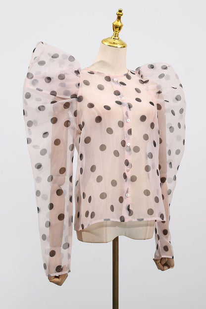 Puff Sleeve Polka Dot Blouse