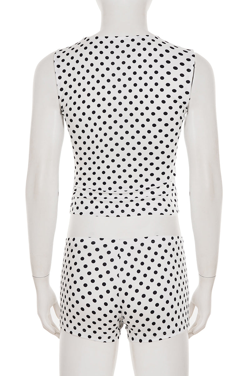 Polka Dot Graphic Tank and Shorts Set