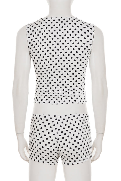 Polka Dot Graphic Tank and Shorts Set