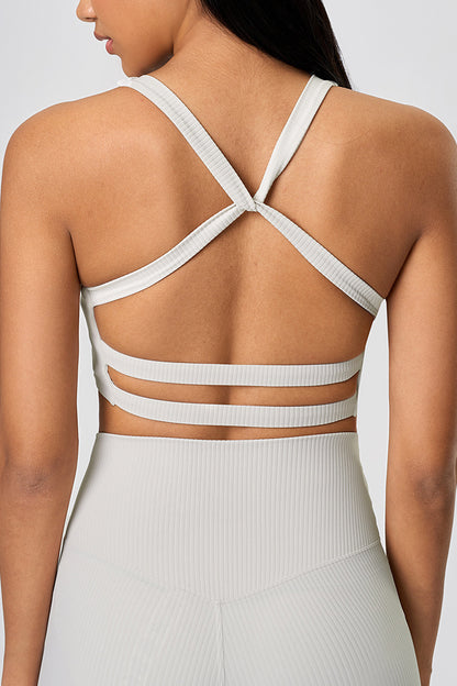 Ribbed Crop Top and High Waist Leggings Set