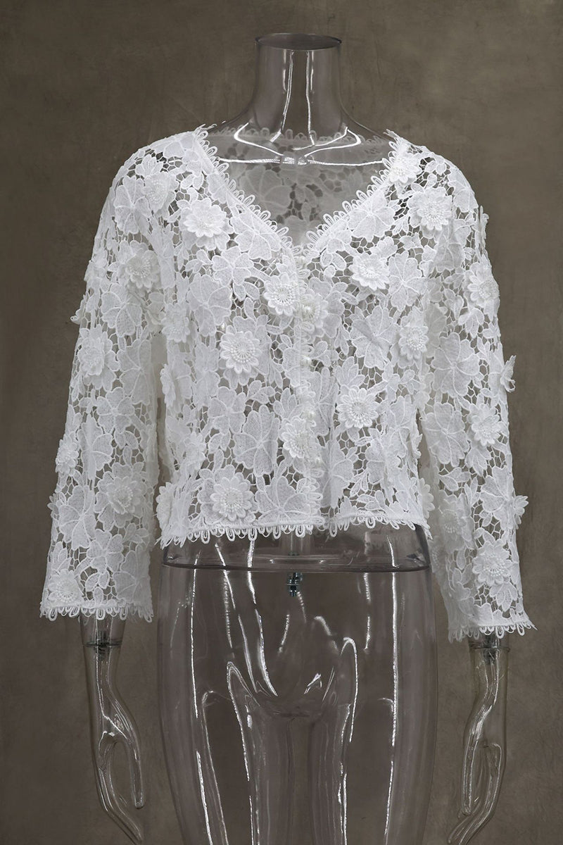 V-Neck Lace Detail Blouse