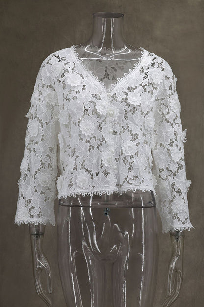 V-Neck Lace Detail Blouse