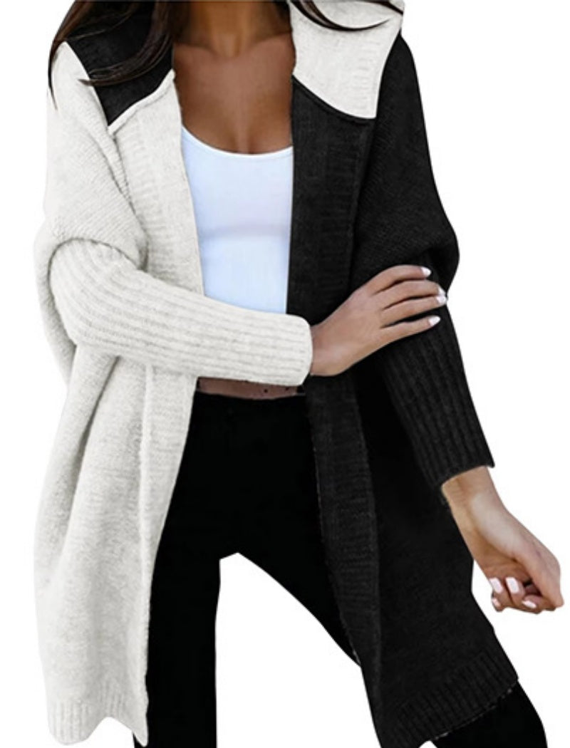 Two-Tone Open Front Cardigan