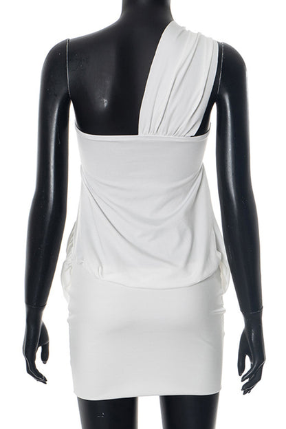 Elegant One-Shoulder Draped Mini Dress