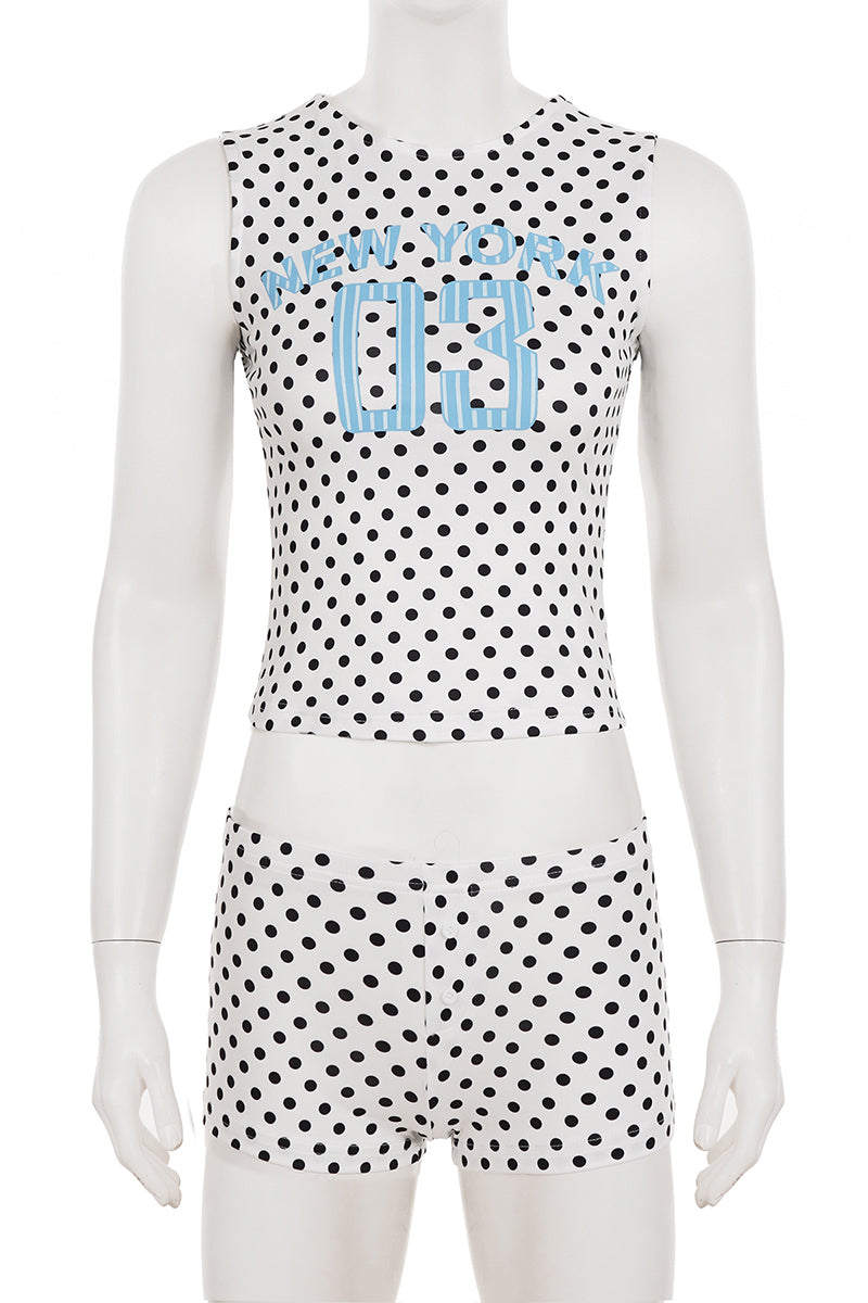 Polka Dot Graphic Tank and Shorts Set