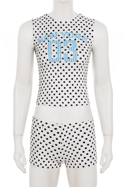 Polka Dot Graphic Tank and Shorts Set