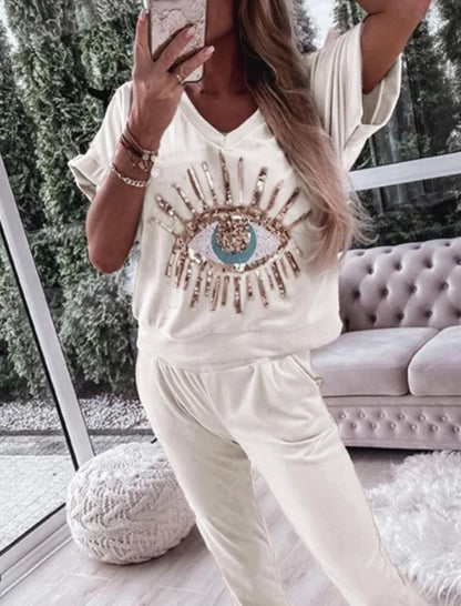 Eye Embellished Lounge Set