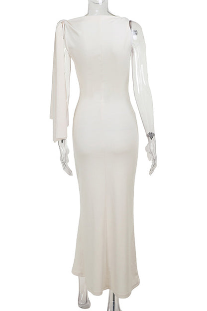 Asymmetrical Sleeve Maxi Night Out Dress