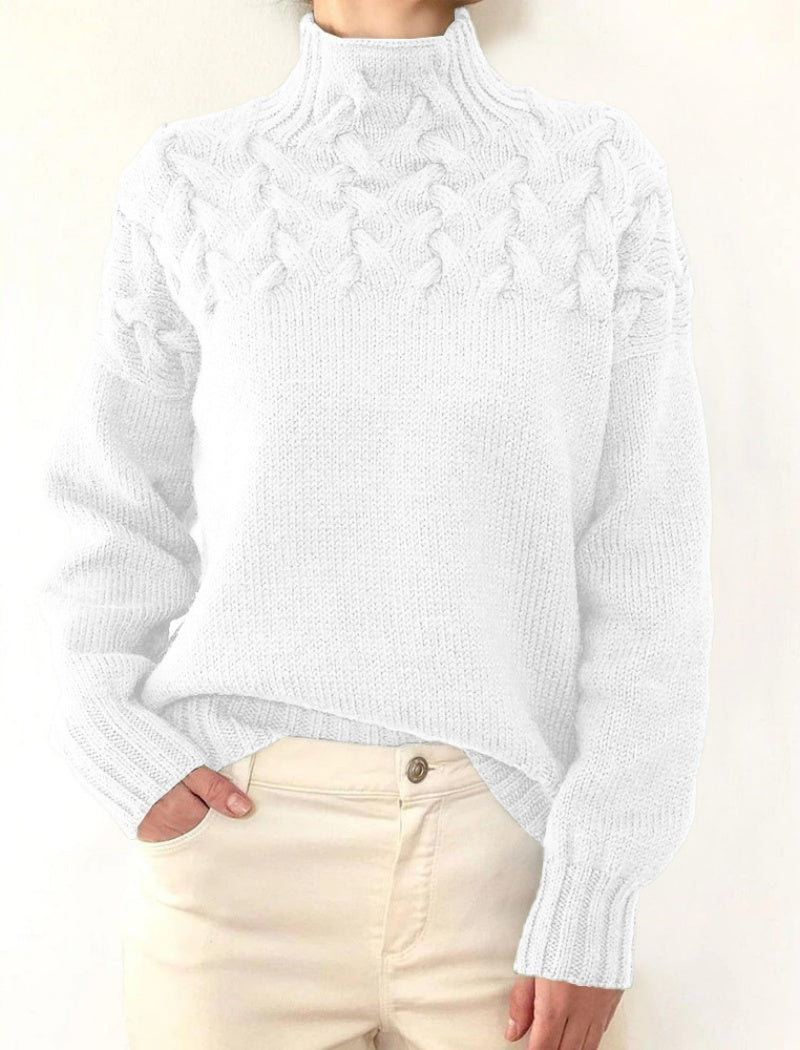 Cable Knit Mock Neck Sweater