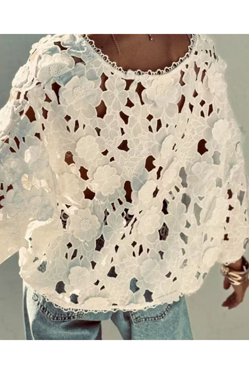 V-Neck Lace Detail Blouse