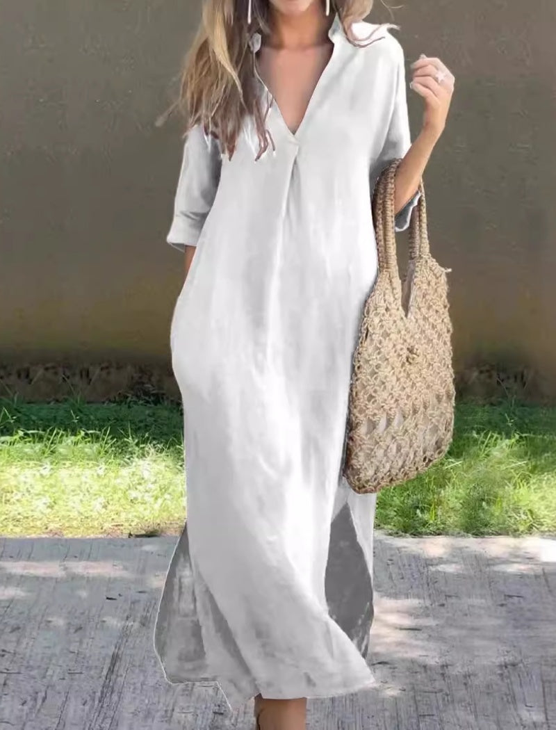 Loose Fit V-Neck Maxi Dress