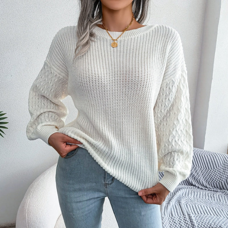Textured Knit Top with Balloon Sleeves