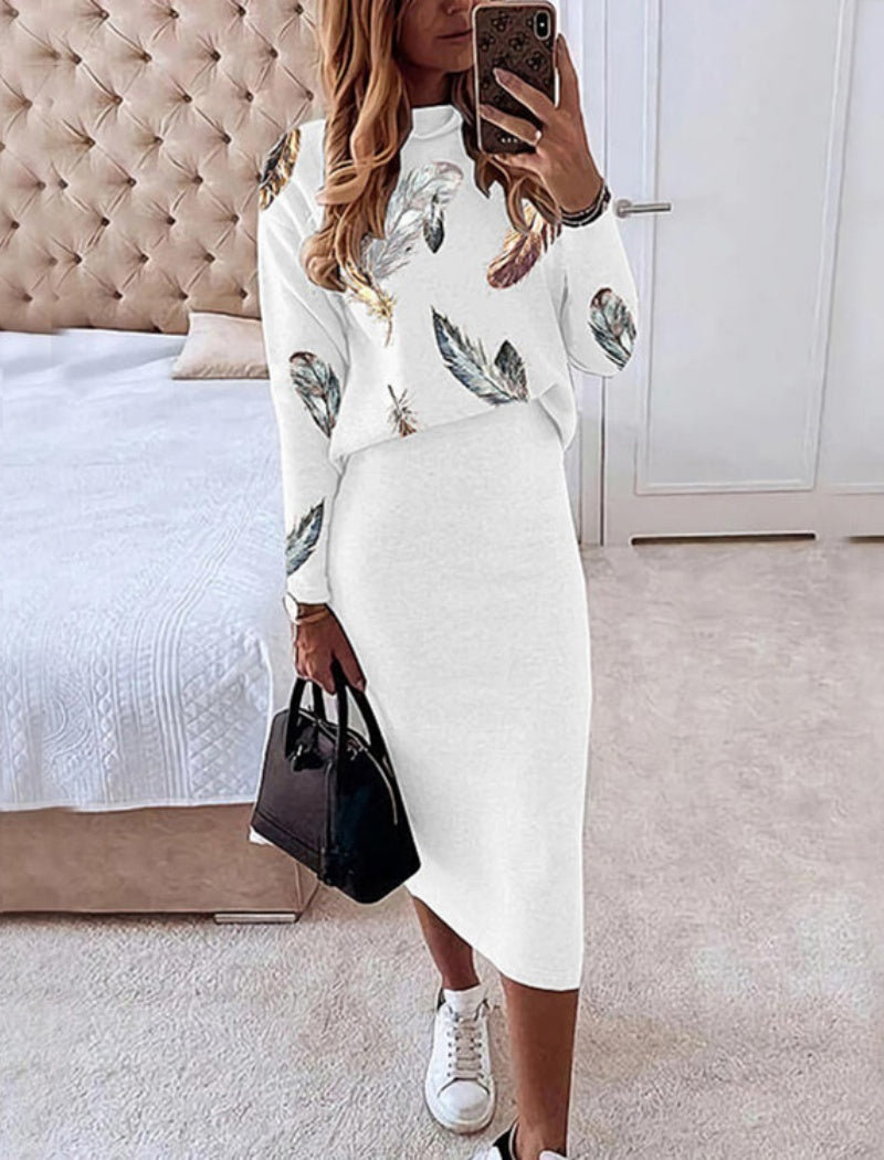 Star Print Sweater and Skirt Set