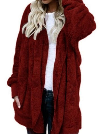 Oversized Faux Fur Open-Front Cardigan