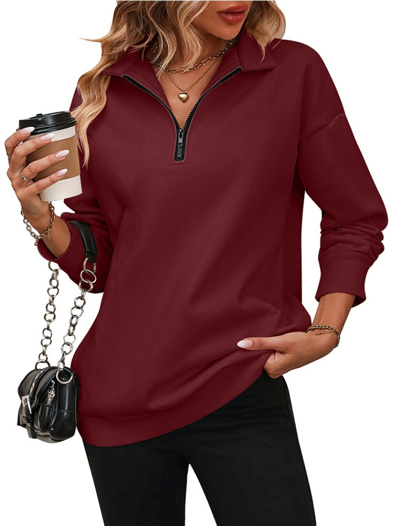 Oversized Half-Zip Pullover Top