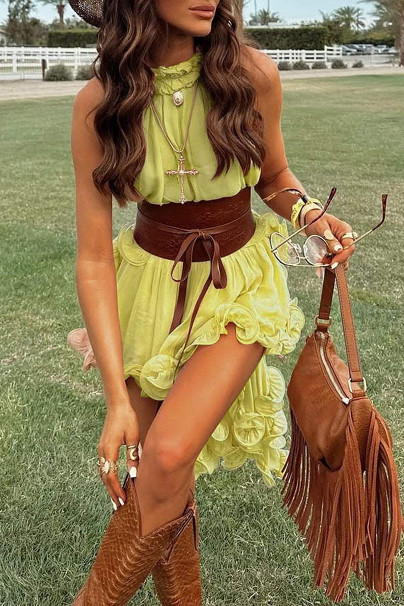 Ruffle High-Low Halter Set