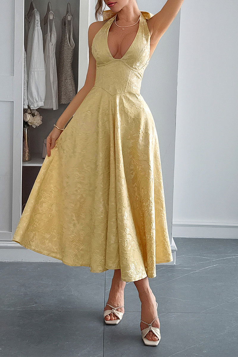 Elegant Halter Midi Sundress