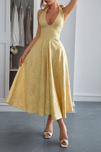 Elegant Halter Midi Sundress