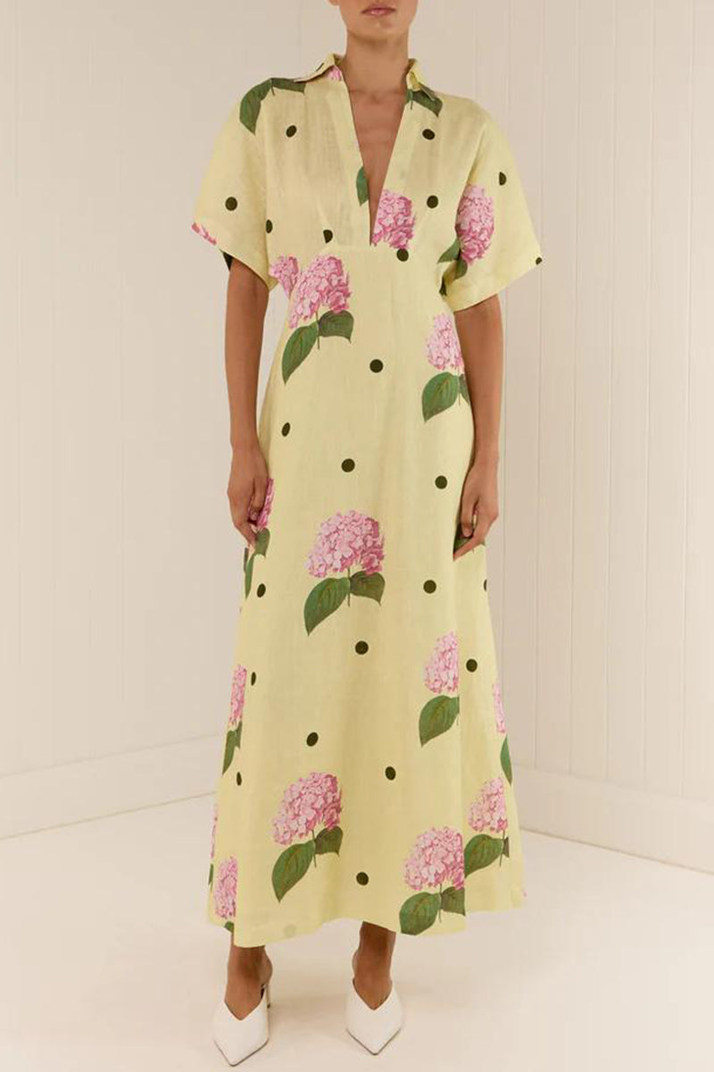 V-Neck Floral Loose Maxi Dress