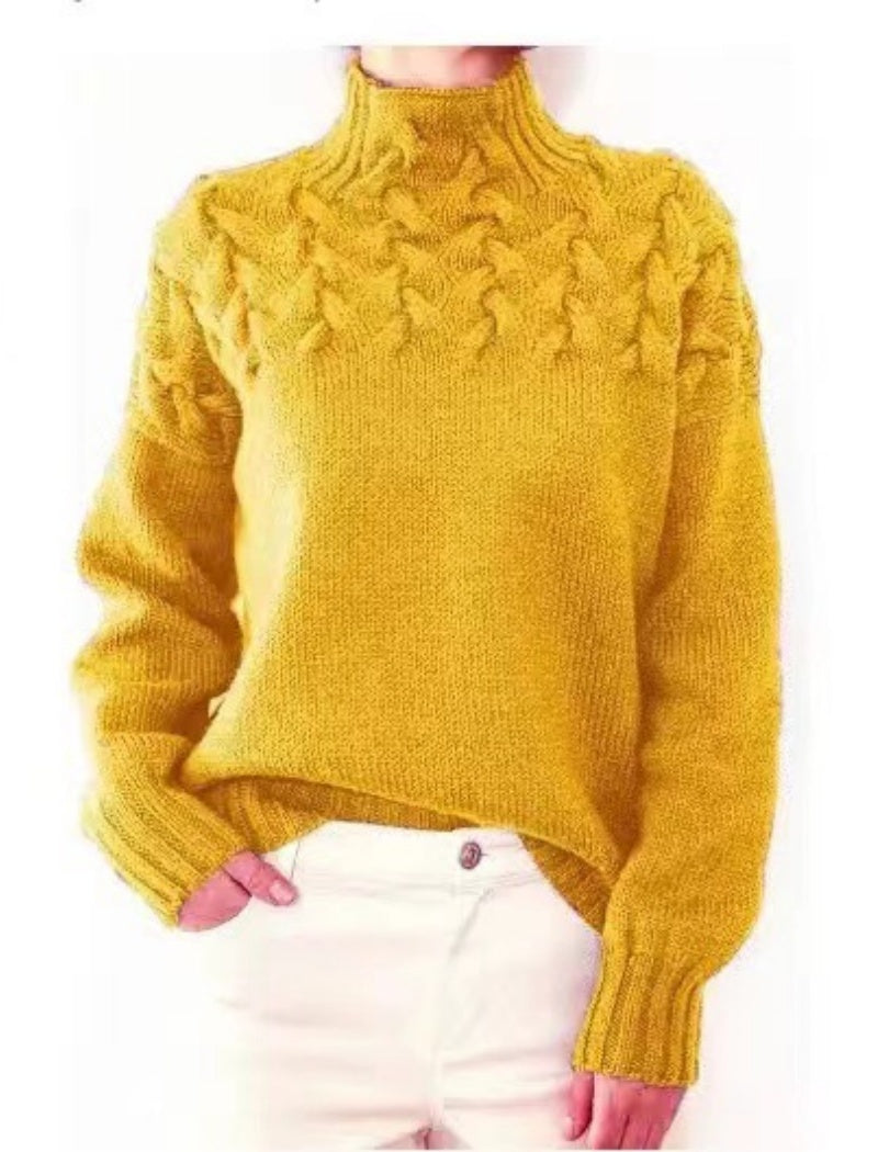 Cable Knit Mock Neck Sweater