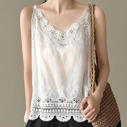 Lace-Trim Cutout Cami Top