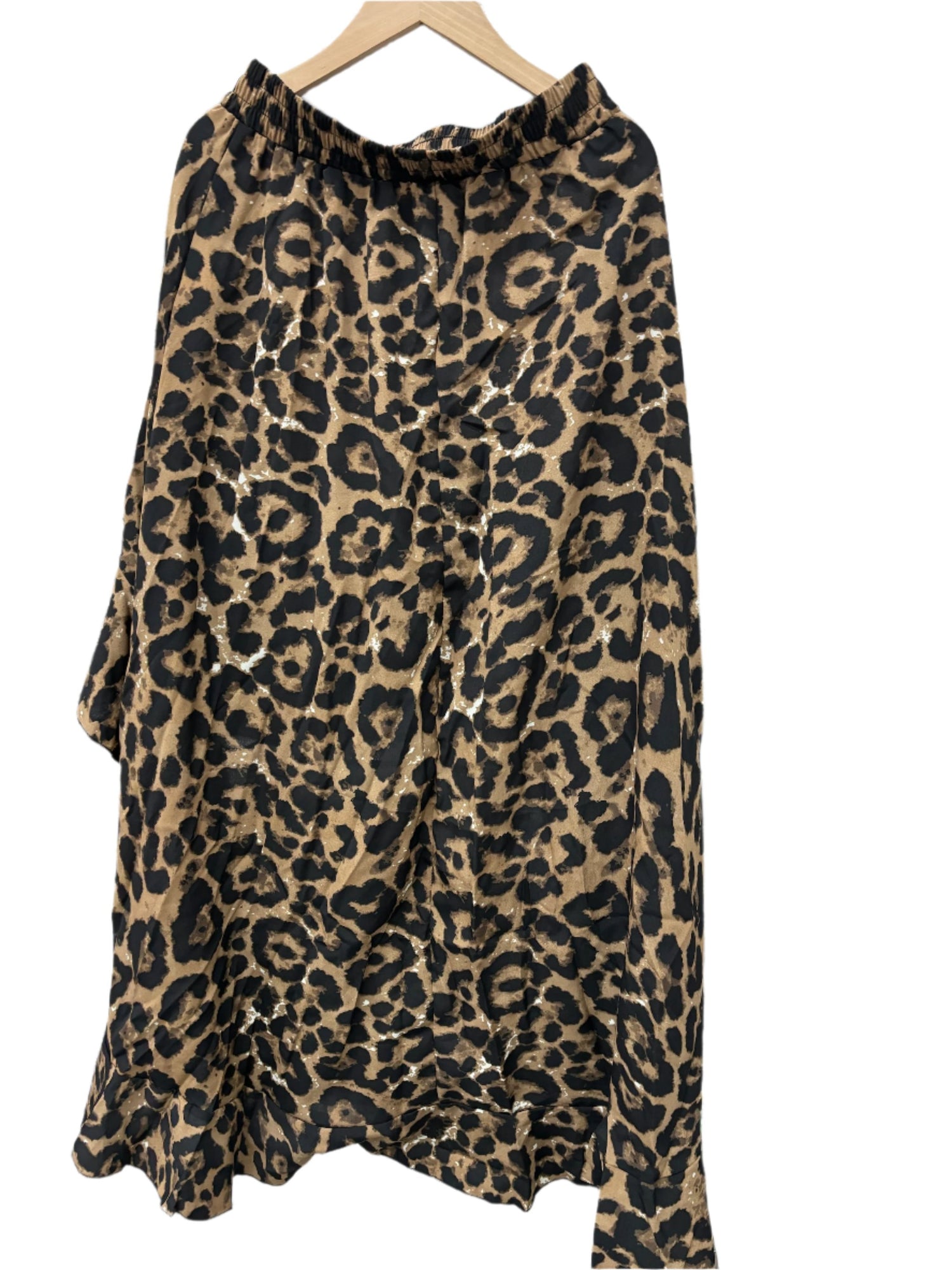 Leopard Print High-Low Midi Skirt