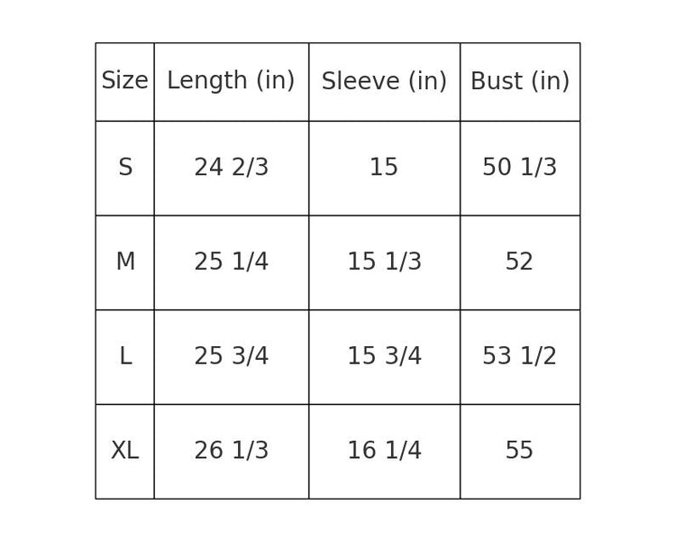 Size Chart