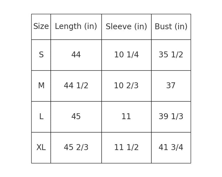 Size Chart