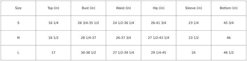 Size Chart