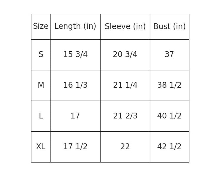 Size Chart