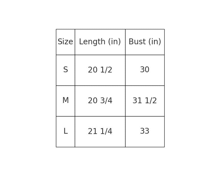 Size Chart