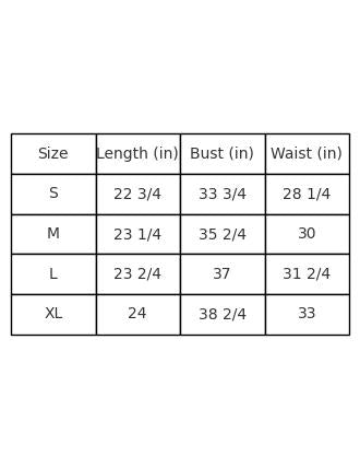 Size Chart